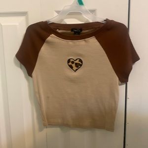 Rue 21 brown crop top S